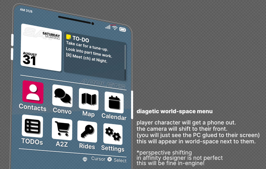 RREV: Diagetic Menu